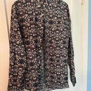 Club Monaco Navy and Cream Patterned Shirt Jacket